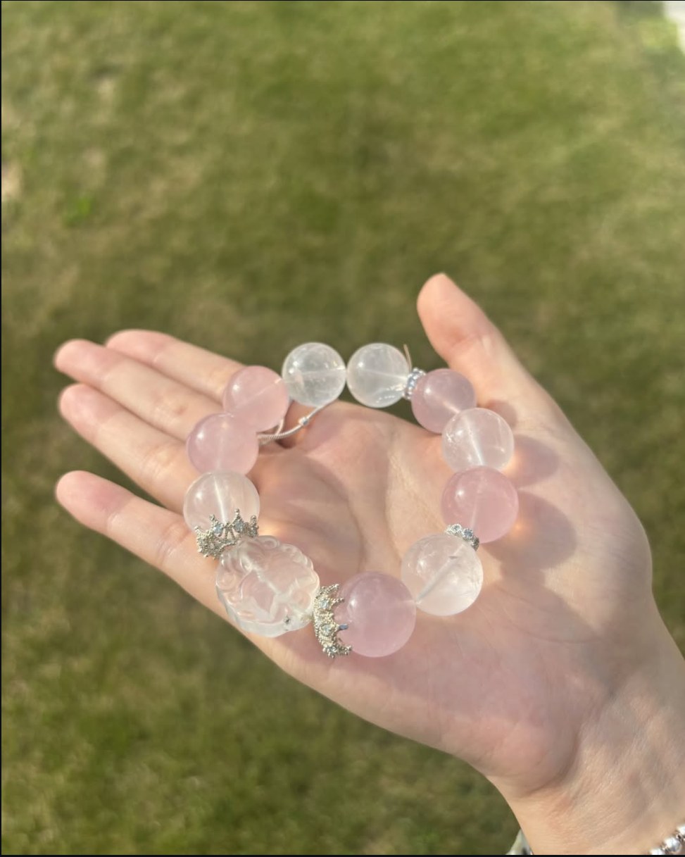 Rose Quartz & White Crystal Bracelet